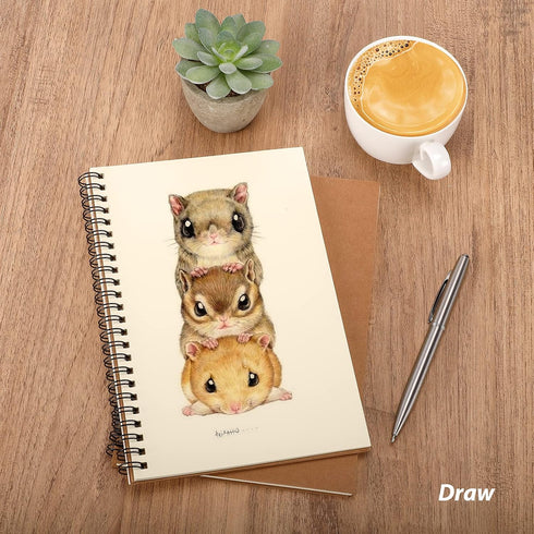 LABUK 7 Pack Blank Notebook 100 Pages Unlined Spiral Notebook Journal Bulk Sketch Books 8.3"x 5.5" Soft Cover Kraft Memo Notepads Diary Planner, 5...