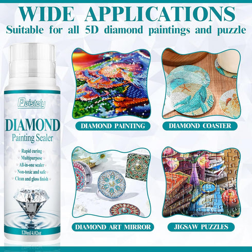 Diamond Painting Sealer (120ml*2), Puzzle Glue Clear, Diamond Painting Accessories with Permanent Fixation and Shining Effect, Diamond Painting Ar...