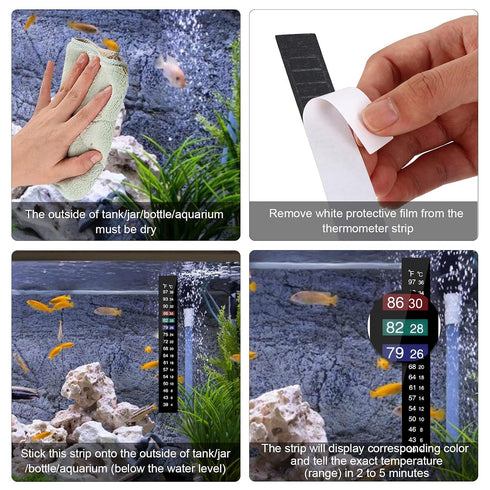 7pcs Brewing Aquarium Thermometer Strips, 39-97? Easy-to-Read Aquarium Thermometer Sticker Fish Tank Temperature Sticker Adhesive Stick on Thermom...