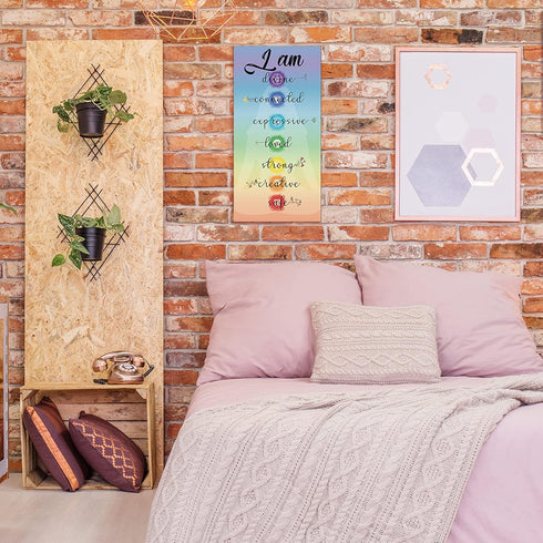 Blulu Chakra Quotes Sign Buddha Wall Decor Yoga Zen Wall Art Wooden Spiritual Decor 7 Chakra Hanging Motivational Meditation Buddhism Spa Room Sig...