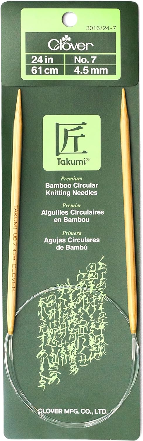 Clover Takumi Bamboo Circular Knitting Needles 24-inch-Size 7/4.5mm, 2.5 x 9.36 x 23.18 cm, Brown...