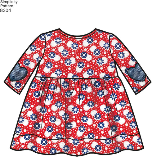 Simplicity US8304A Baby Gear Toddler's Leggings, Dress, Bibs, and Headband Sewing Patterns, Sizes XXS-L...