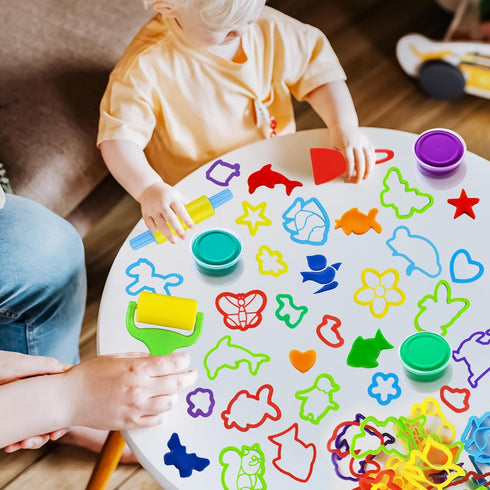 Playdough Tools with 40 pcs Plastic Play Dough Cutters Animal Shapes, 3 pcs Basic Play Dough Tools...
