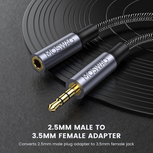 MOSWAG 2.5mm Male to 3.5mm Female Stereo Audio Jack Adapter,2.5mm Balanced Male to 3.5mm Stereo Female Jack Plug Cable for Astell&Kern AK240 AK380...