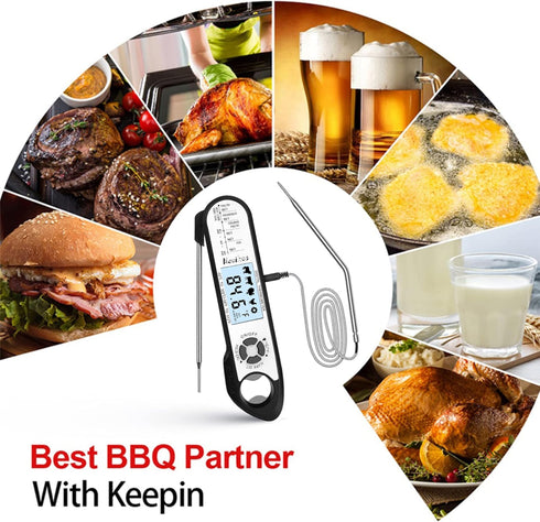 Digital Meat Food Thermometer - 2~3S Instant Read Cooking Thermometer, Backlight, Built-in Magnet, Calibration, Foldable Probe for Kitchen Deep Fr...