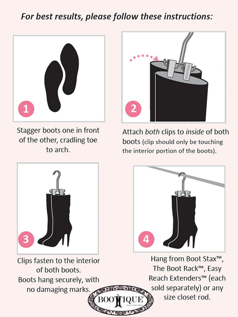 The Boot Hanger - Shoe Storage Space Saver (Set of 3); Boot Hanger, Boot Holder, Boot Clips (Silver)...