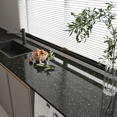 Black Gold Granite Contact Paper Peel and Stick Countertops for Kitchen Waterproof Marble Wallpaper Self Adhesive Granite Countertop Contact Paper...