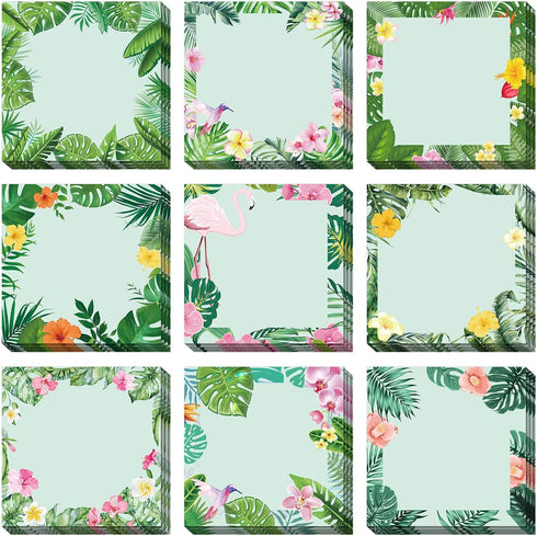 450 Sheets Tropical Palm Sticky Notes Luau Party Favor Hawaiian Fun Notepad Summer Themed Beach Memo Pad Self Adhesive 2.9" Mini Sticky Note for T...