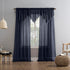 No. 918 Erica Crushed Sheer Voile Rod Pocket Curtain Panel, 51" x 95", Navy Blue...