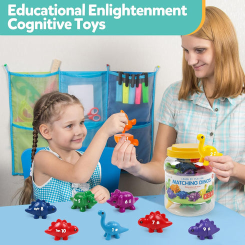 Matching Number Counting Dinosaur Toys with Double-Sided 1 2 3 Number Preschool Learning Sensory Sorting Educational Montessori Toy Sets for Kids ...