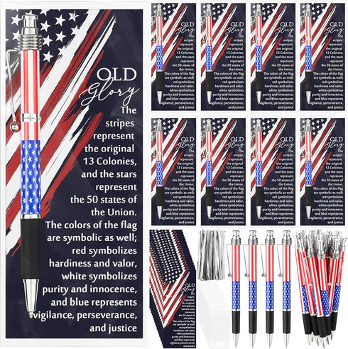 American Flag Ballpoint Pens USA Patriotic Themed Bookmarks Independence Day Souvenirs Gifts Black Gel Ink Ballpoint Pen for Writing and Signing P...