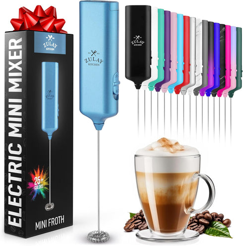 Zulay Kitchen Powerful Mini Milk Frother Handheld - Electric Hand Mixer - Portable Frother Wand for Coffee - Small Drink Blender for Lattes, Cappu...