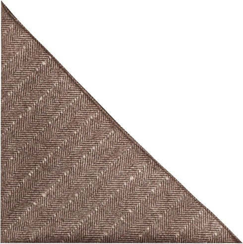 King & Priory Saddle Brown Herringbone with Pinstripe Pocket Square, Handkerchief, Tweed...