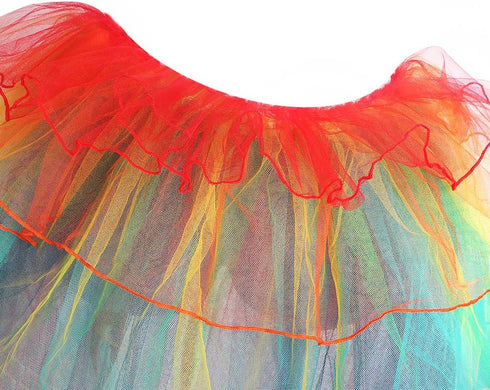 NHSUNRAY Women Girls Dancing Tutu Skirt Layered Organza Lace Rainbow Bustle Skirt Ruffle Tiered Clubwear,Multi-Color One Size with Adjustable Ribb...