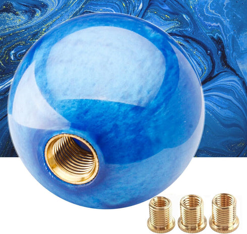 Shift knob Round Ball Marble Style Universal for Manual Automatic Vehicles with 3 adapters (Blue)...