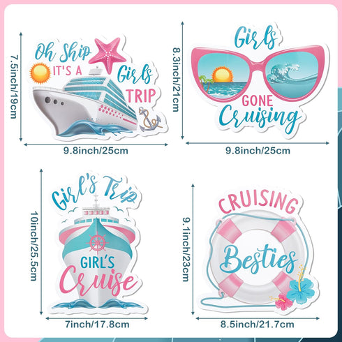 Cruise Door Decorations Magnetic - 4PCS Oh Ship It’s A Girls Trip Magnets, Girl Cruise Ship Car Cabin Refrigerator Magnet Decal, Cruising Magnetic...