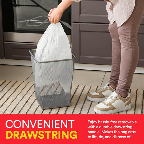 Small Trash Bags 4 Gallon Trash Bags Drawstring - 57 White Unscented Small Garbage Bags | Waste Basket Plastic Trash Can Liners | Bathroom House C...