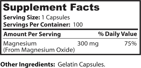 Dr. Clark Magnesium Oxide Supplement, 300mg, 100 Gelatin Capsules...