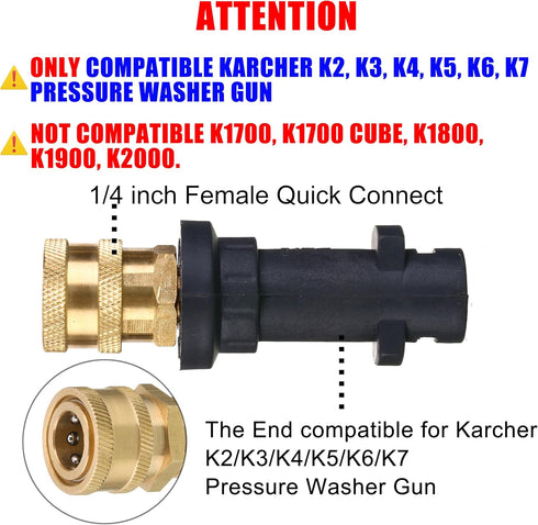 M MINGLE Pressure Washer Gun Adapter, to 1/4'' Quick Connect Fitting, Only Compatible Karcher K2, K3, K4, K5, K6, K7...