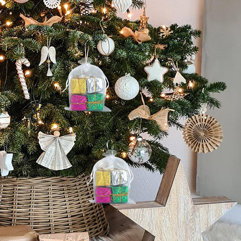 G2PLUS Organza Bags 5×7 Inches, 100PCS White Organza Gift Bags with Drawstring, Sheer Mesh Jewelry Pouches, Sheer Candy Bag for Christmas, Wedding...