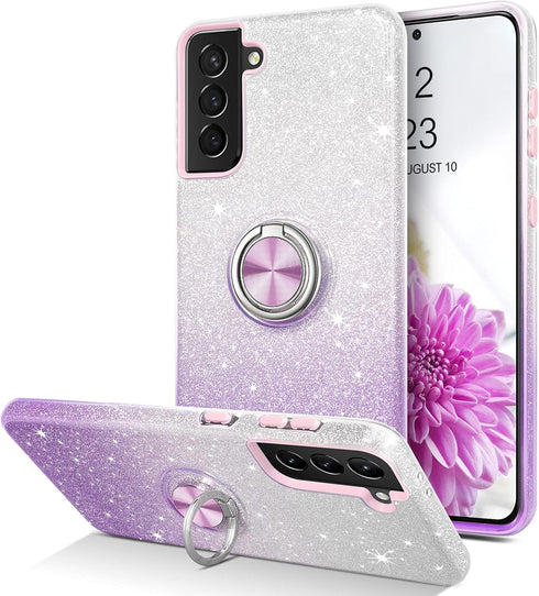 VENINGO Galaxy S21 5G Case,Samsung S21 Case,Glitter Sparkly Phone Case with 360° Ring Holder Kickstand Magnetic Car Mount Supported Shockproof Pro...