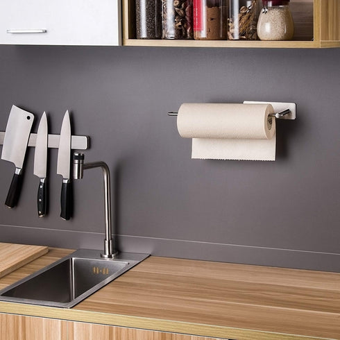SUNTECH Paper Towel Holder Under Cabinet - Self Adhesive Towel Paper Holder Stick on Wall for Kitchen, Bathroom Paper Towel Holder Organizer&Stora...