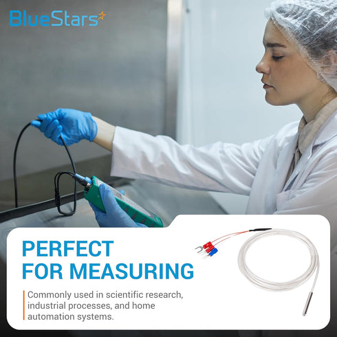 BlueStars RTD PT100 Temperature Sensor Probe - 3-Wire Digital Stainless Steel 4x30mm Temperature Sensor 2m/78.74in Long - Measure Range -50°C to 2...