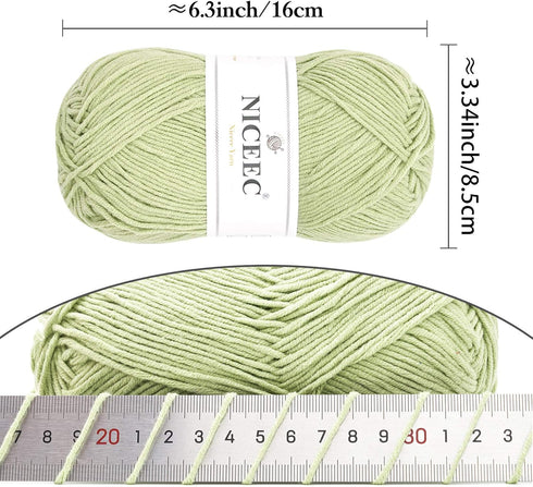 NICEEC 3 Skeins Soft Cotton Yarn 5ply Baby Cotton Yarn for Knitting Crochet Baby Weight Yarn Cotton Blend Yarn Total Length 3×220m(3×240 yds,100g×...