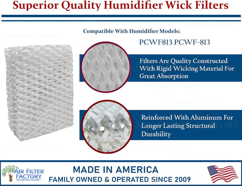 2-Pack Air Filter Factory Replacement For Procare PCWF813, PCWF-813 Humidifier Wick Filters