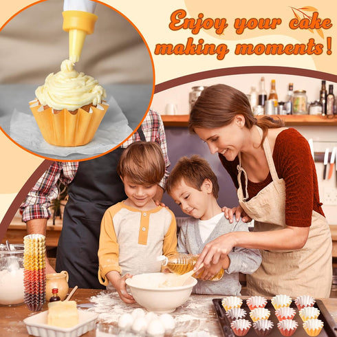 R HORSE 200Pcs Fall Mini Cupcake Liners Baking Cups, Thanksgiving Grease-resistant Mini Size Cupcake Cups for Baking, Heavy Duty Paper Muffin Baki...