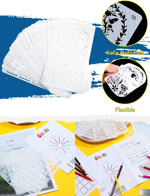 Tenare 30 Pcs Journal Stencils, Plastic, Adorable Style, 4 x 7 Inch...