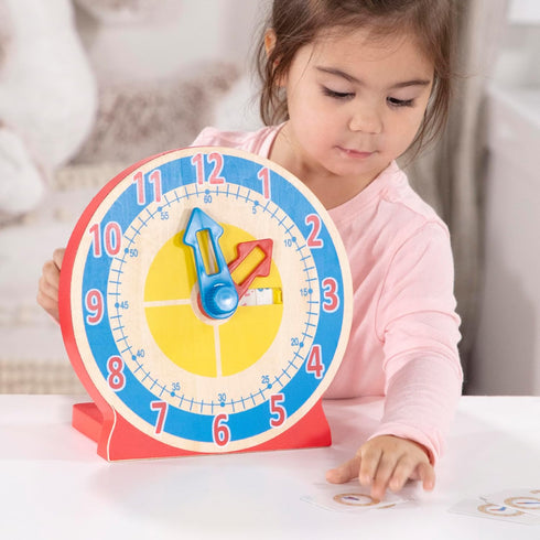 Melissa & Doug Turn & Tell Wooden Clock - Educational Toy With 12+ Reversible Time Cards...