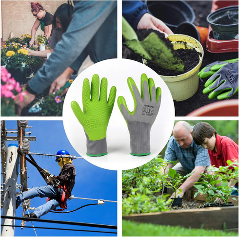 WORKPRO 6 Pairs Garden Gloves, Work Glove with Eco Latex Palm Coated, Working Gloves for Weeding, Digging, Raking and Pruning(M)...