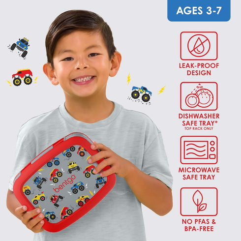 Bentgo Kids Prints Leak-Proof, 5-Compartment Bento-Style Kids Lunch Box - Ideal Portion Sizes for Ages 3-7, Durable, Drop-Proof, Dishwasher Safe, ...
