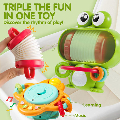 Musical Baby Toys - Suction Cups High Chair Toys - Spinner Teether Toy - Keep Infant Toys from Falling - Montessori Sensory Toys for Toddlers - Ch...