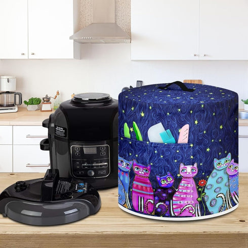 Starry Night Cats Pattern Pressure Cooker Cover for 8 qt Instant Pot, Kitchen Appliance Dust Cover with Pockets for Rice Cooker Air Fryer Slow Coo...