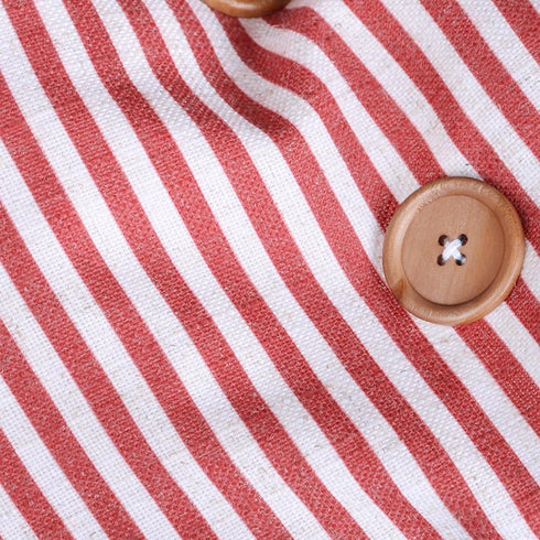 Red Stripes Buttons Linen Decorative Accent Throw Pillow Cases Cushions Covers for Sofa Couch Bed 16 x 20 Inches...