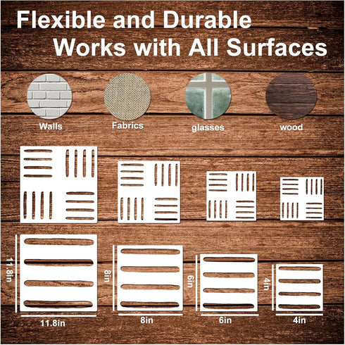 Mudcloth Stripe Boho Stencils for Painting On Wall Large Modern Minimalist Pattern Paint Templates for Wood Brick Floor Tile Furniture Canvas Pape...