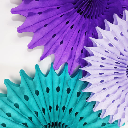 Mermaid Birthday Party Decorations Teal Purple /Wonderland Frozen Party Decorations/Under The Sea Party Supplies Teal Purple Tissue Paper Fan/Froz...