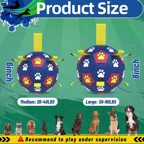 Dog Toys Soccer Ball with Straps - Durable Dog Balls for Large Dogs, Outdoor Dog Toys, Summer Dog Water Toy, Herding Ball, Puppy Dog Birthday Gift...