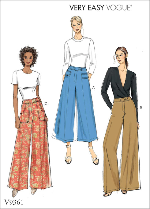 Vogue V9361E5 Very Easy Women's Semi-Fitted Pants Sewing Patterns, Sizes 14-22, White...