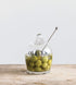 Creative Co-Op Clear Glass "OLIVE" Jar with Lid & Slotted Stainless Steel Spoon (Set of 3 Pieces including Lid)...