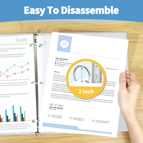 SUNEE 3 Ring Binder 2 Inch 1 Pack, Clear View Binder Three Ring PVC-Free (Fit 8.5x11 Inches) for School Binder or Office Binder Supplies, White Bi...