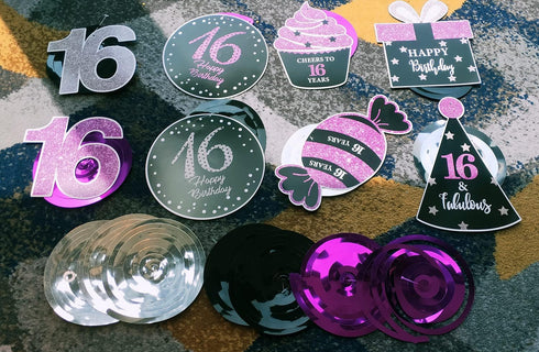 Sweet 16 Birthday Decorations Purple Silver Black for Women/Girl 16th Birthday Party Decorations Purple Silver Black Foil Hanging Swirls Decoratio...