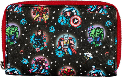 Loungefly MARVEL AVENGERS TATTOO ZIP AROUND WALLET...
