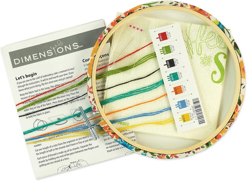 Dimensions Garden Verse Embroidery Starter Kit for Beginners, 6" Diameter, 5 Piece......