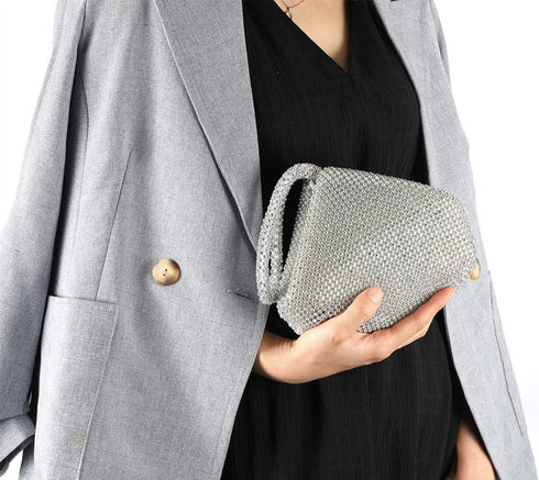 Vgift Upgraded Medium Rhinestone Wrist Purse, Women Bling Evening Bag Sparkly Clutch for Prom Night Out Cocktail...