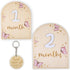 Monthly Baby Milestone Wooden Circle - Baby Monthly Milestone Sign - Months Baby Milestone Signs Cards - Newborn Gift for Girl and Boy - 1-12 Mont...