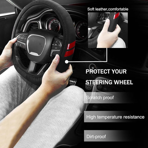 Steering Wheel Cover for Dodge Charger Durango Challenger Journey Ram Breathable Anti-Slip Leather Wheel Covers for Dodge Steering Wheel Accessori...