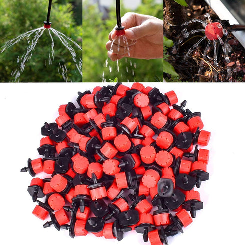 MSDADA 110 Pcs Adjustable Irrigation Drippers Sprinklers Emitter Drip Anti-Clogging Watering System for Flower beds,Gardens, Lawn on 1/4'' Barb...
